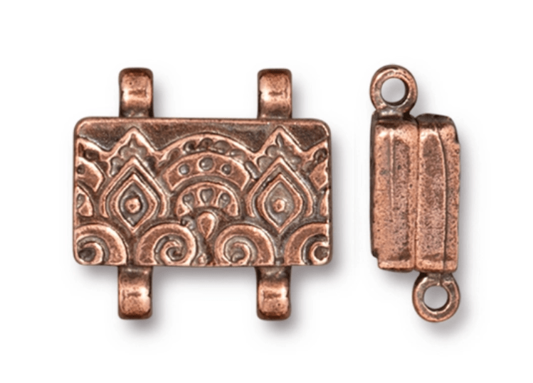 13 x 17mm TierraCast Temple Stitchin Clasp Antiqued Copper Plate 1 set